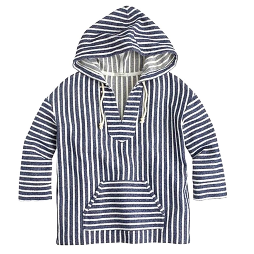 J. Crew Baja Nautical Stripe Beach Pullover Hoodie Sz S